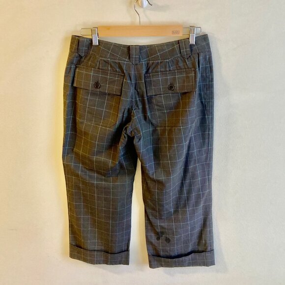 Club Monaco Navy Blue Teal Plaid Trouser Pants Ankle Cropped Size 4 - Picture 5 of 10